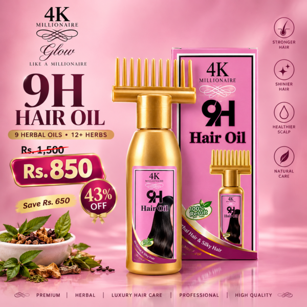 4K Millionaire 9H Hair Oil with Comb Applicator – 100ml