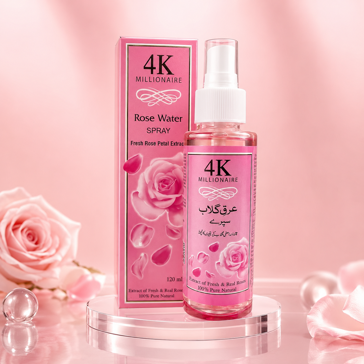 4K Millionaire Rose Water Spray – Fresh Rose Petal Extract, 120ml - Image 5
