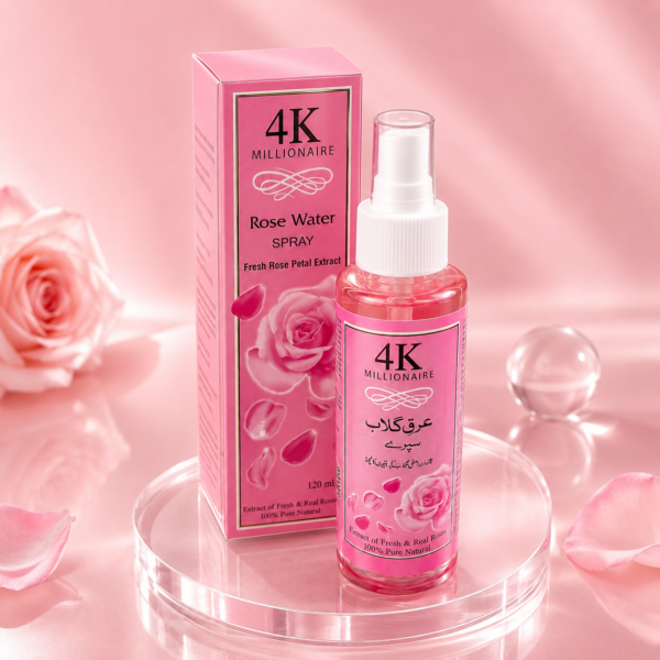 4K Millionaire Rose Water Spray – Fresh Rose Petal Extract, 120ml