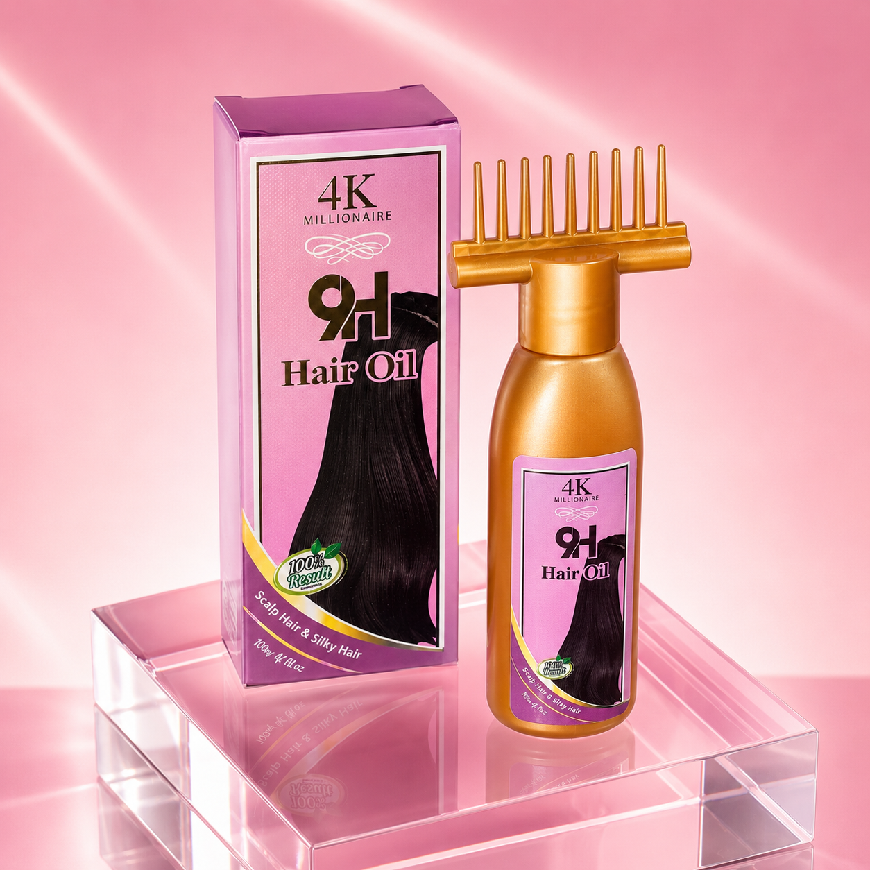 4K Millionaire 9H Hair Oil with Comb Applicator – 100ml - Image 5
